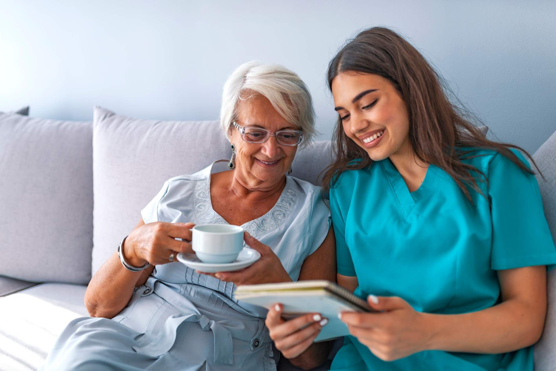 Woman sharing moment with caregiver