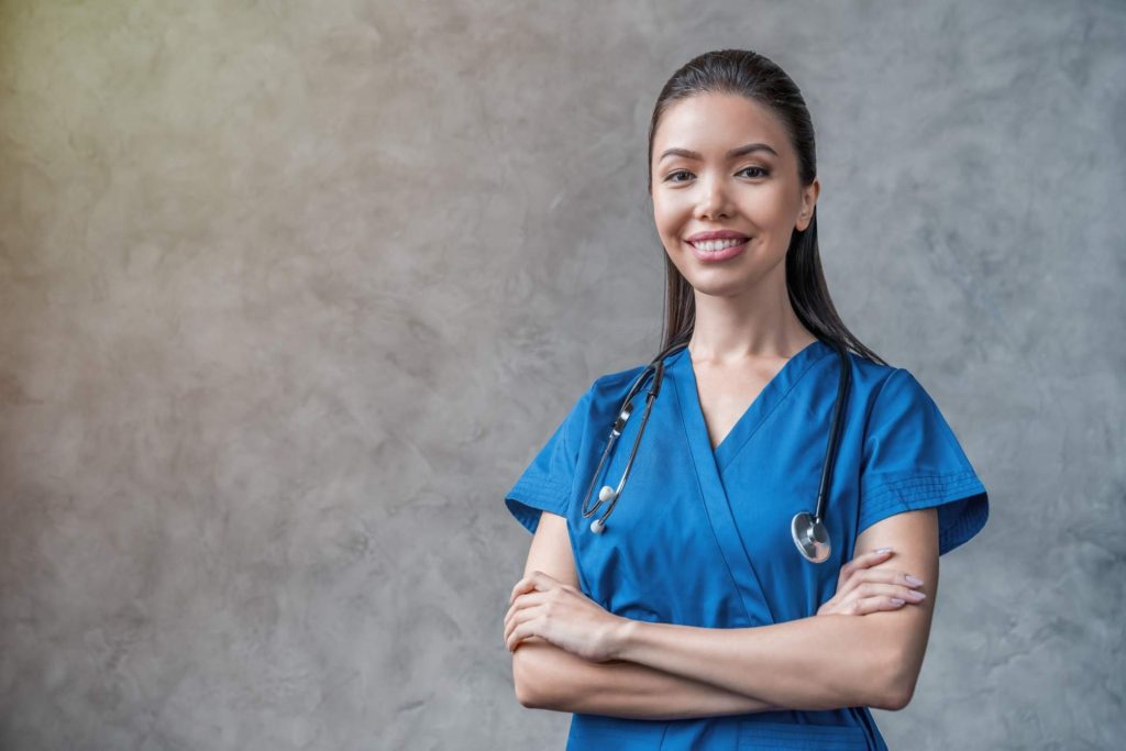 Female healthcare professional smiling