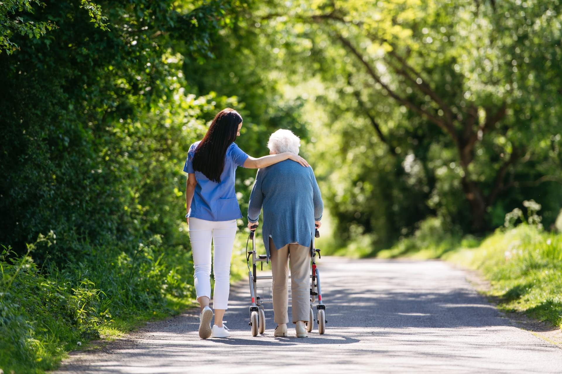 Walking together on a path